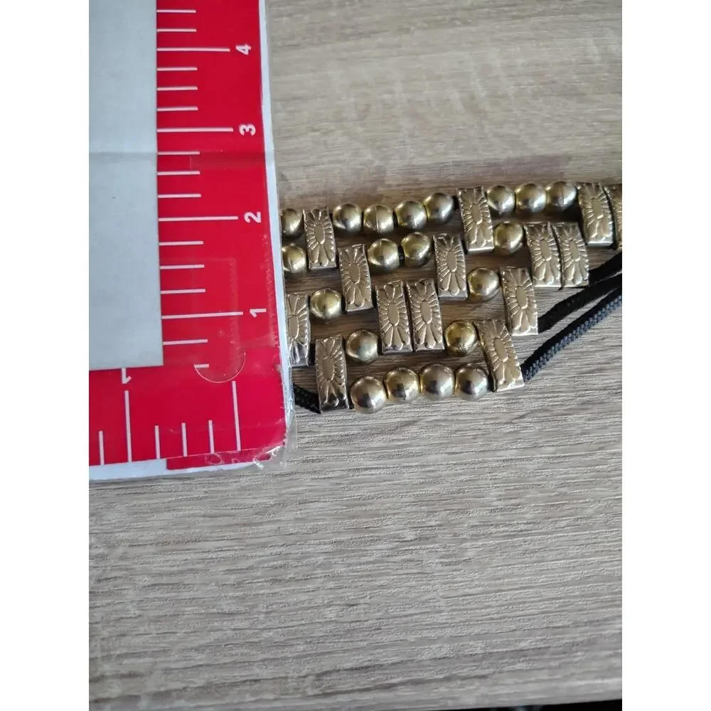 Vintage Two Tone Metal Bead Belt Necklace 22